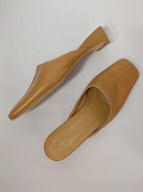 Kenneth Cole New York Leather Pointed Toe Mule Slides Made in Italy Size 8
